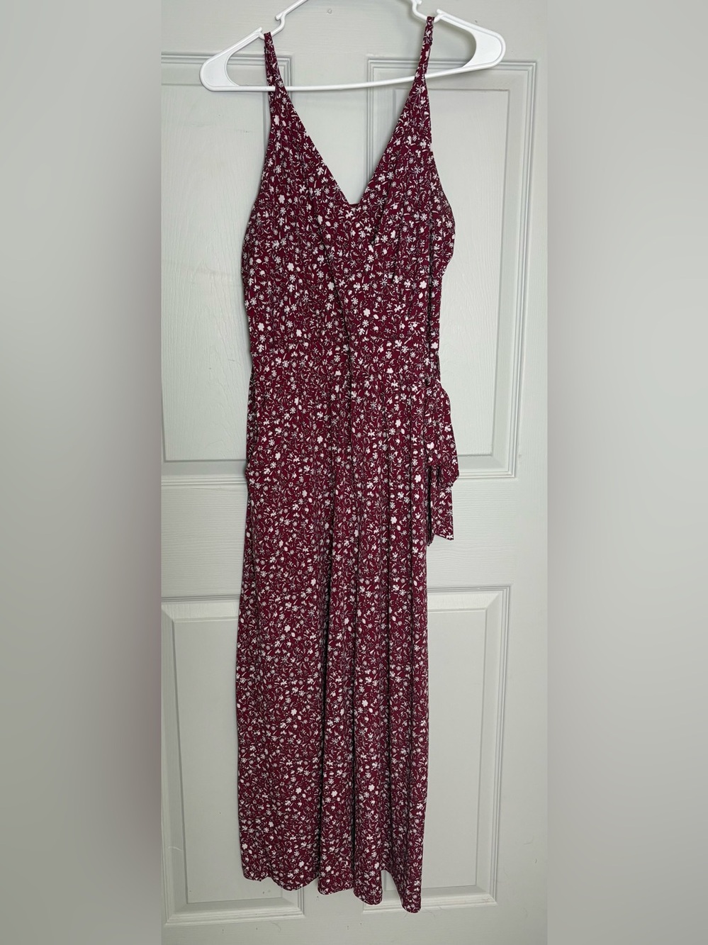 Kaileigh Wine Red Floral V-Neck Jumpsuit
